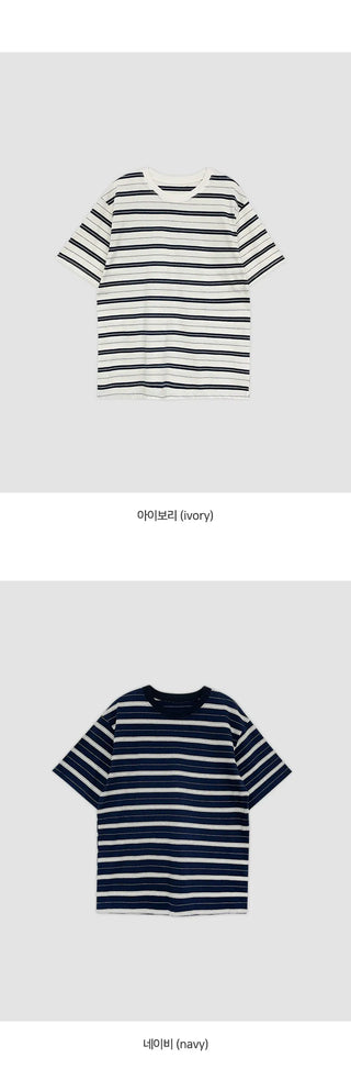 Poached Striped Loose Fit Short Sleeve T shirt