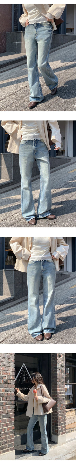 Loinen Viscose Bootcut Washed Denim Pants