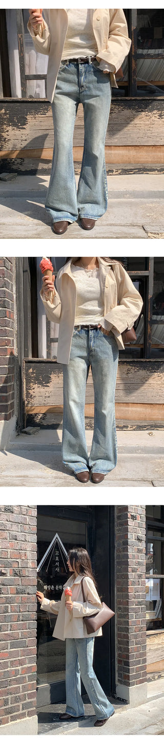 Loinen Viscose Bootcut Washed Denim Pants