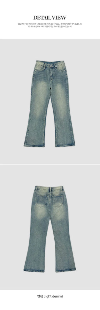 Loinen Viscose Bootcut Washed Denim Pants