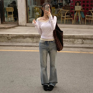 Loinen Viscose Bootcut Washed Denim Pants