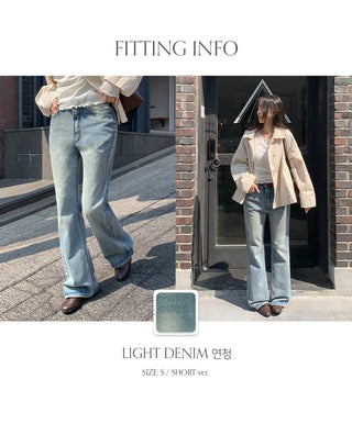 Loinen Viscose Bootcut Washed Denim Pants