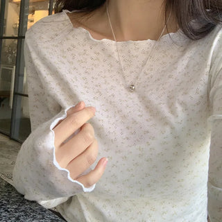 Taymon Flower Punched Wave Long Sleeve T shirt