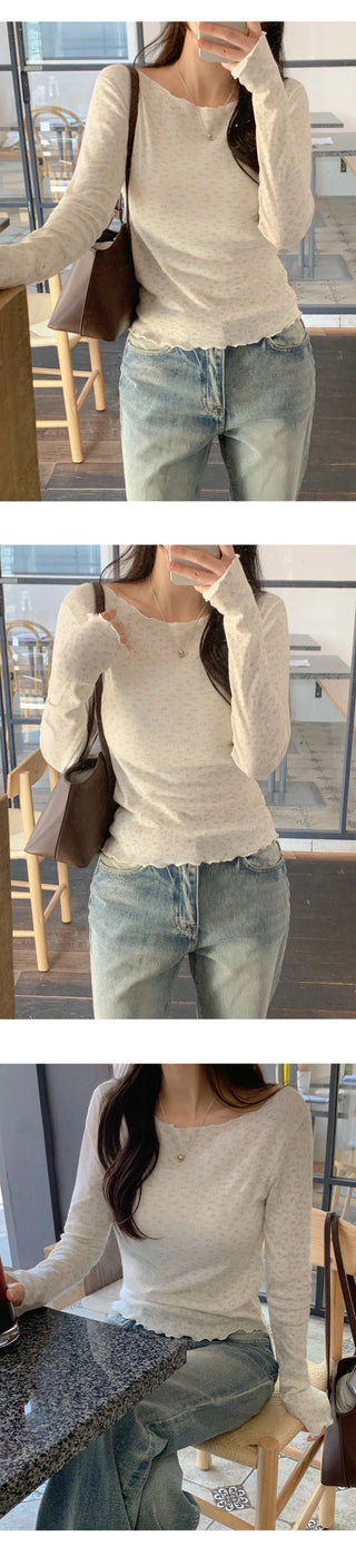 Taymon Flower Punched Wave Long Sleeve T shirt