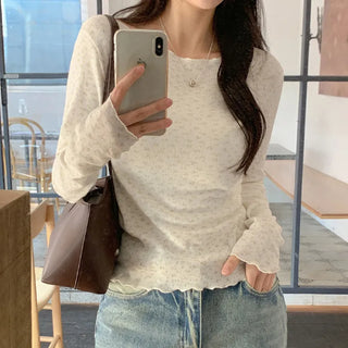 Taymon Flower Punched Wave Long Sleeve T shirt