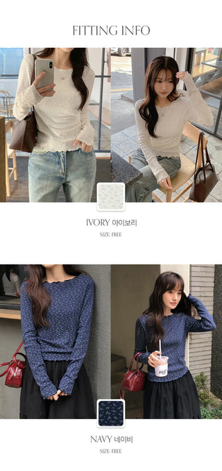 Taymon Flower Punched Wave Long Sleeve T shirt