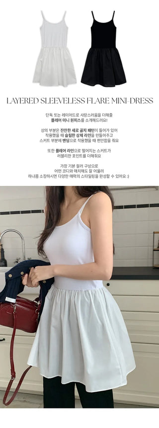 Apped Layered Sleeveless Flare Mini Dress