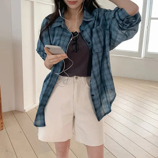 Pinove Loose Fit Seersucker Check Shirt