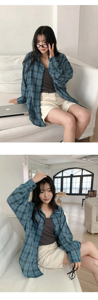 Pinove Loose Fit Seersucker Check Shirt