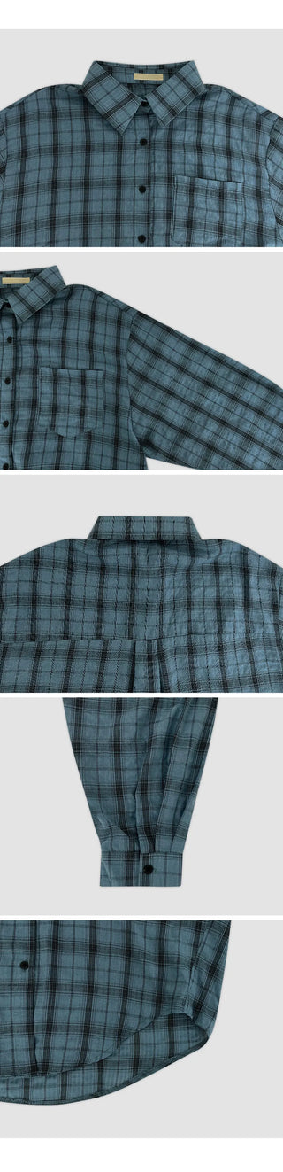 Pinove Loose Fit Seersucker Check Shirt
