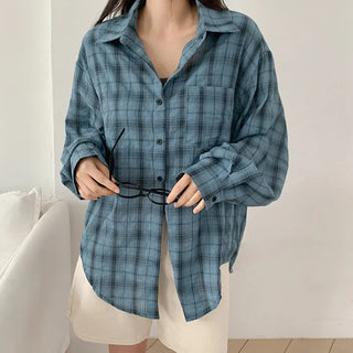 Pinove Loose Fit Seersucker Check Shirt