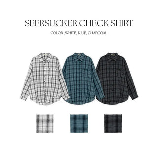 Pinove Loose Fit Seersucker Check Shirt