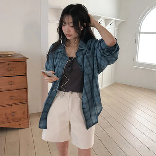 Pinove Loose Fit Seersucker Check Shirt