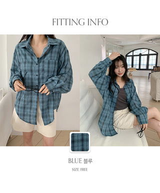 Pinove Loose Fit Seersucker Check Shirt