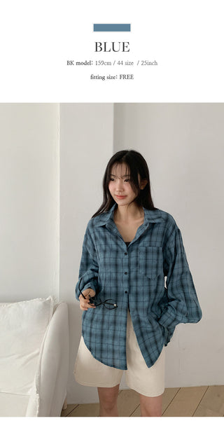 Pinove Loose Fit Seersucker Check Shirt