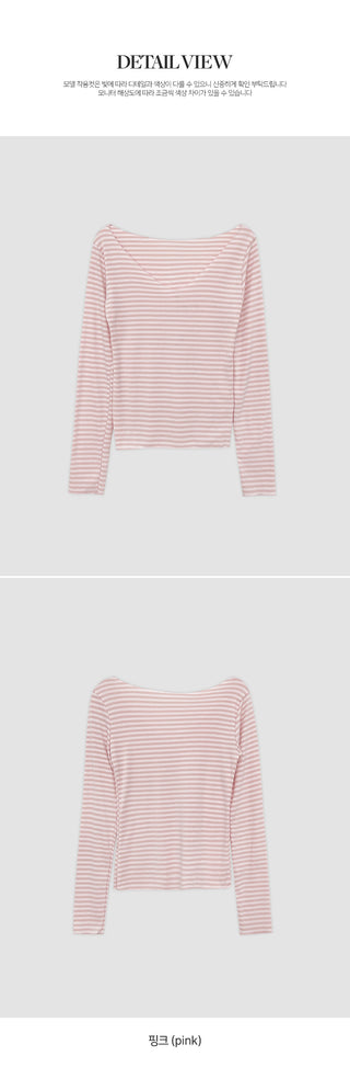 Demien Deep V Neck Striped Long Sleeve T Shirt