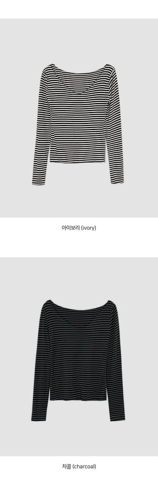 Demien Deep V Neck Striped Long Sleeve T Shirt