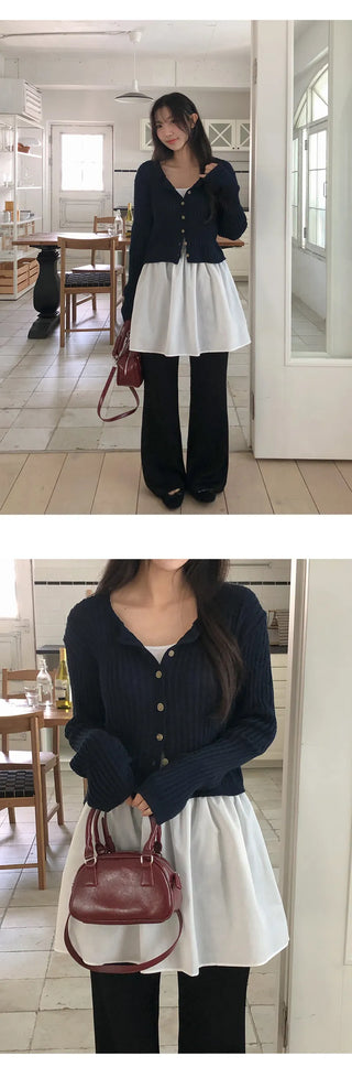 Soger Ribbed Crop Long Sleeve Knit Cardigan