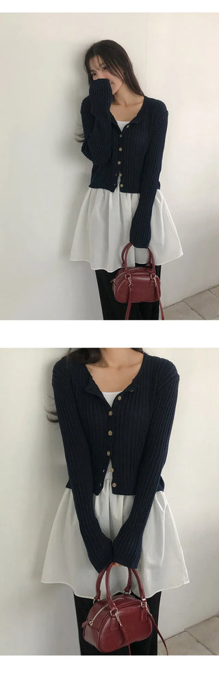 Soger Ribbed Crop Long Sleeve Knit Cardigan