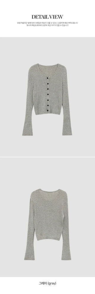 Soger Ribbed Crop Long Sleeve Knit Cardigan