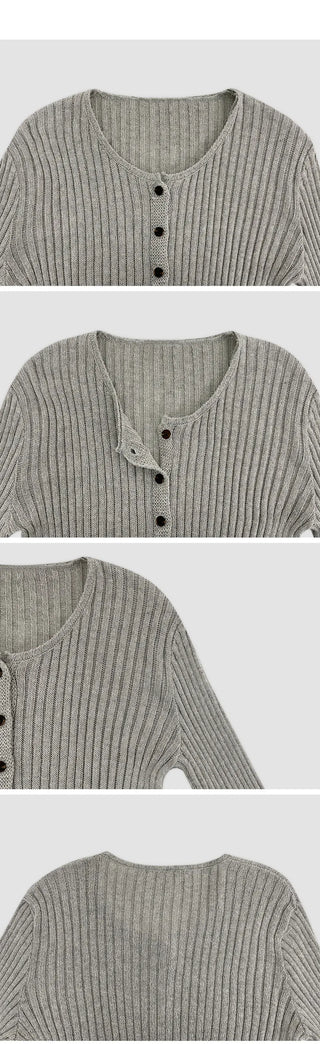 Soger Ribbed Crop Long Sleeve Knit Cardigan