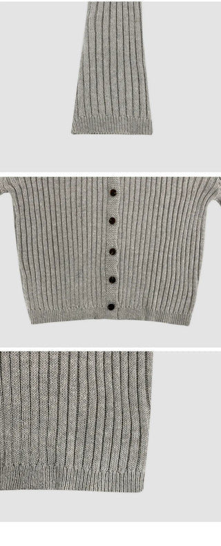 Soger Ribbed Crop Long Sleeve Knit Cardigan