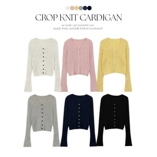 Soger Ribbed Crop Long Sleeve Knit Cardigan