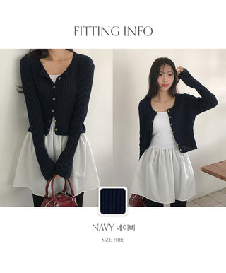 Soger Ribbed Crop Long Sleeve Knit Cardigan