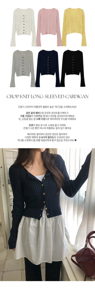 Soger Ribbed Crop Long Sleeve Knit Cardigan