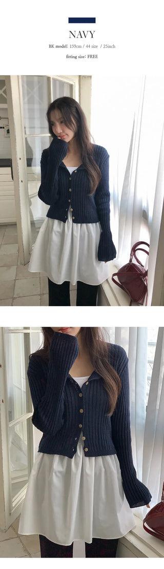 Soger Ribbed Crop Long Sleeve Knit Cardigan