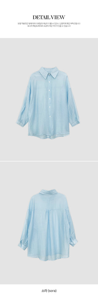 Herte Loose Fit Roll up See through Long Sleeve Shirt