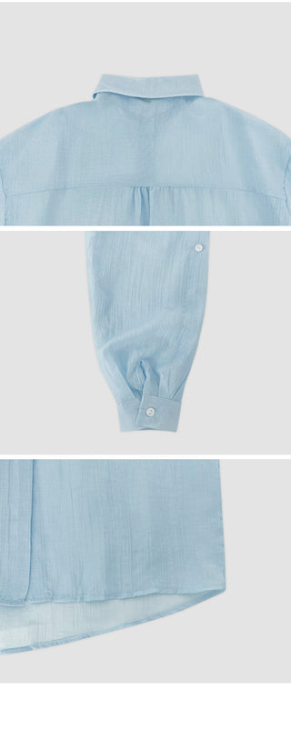 Herte Loose Fit Roll up See through Long Sleeve Shirt