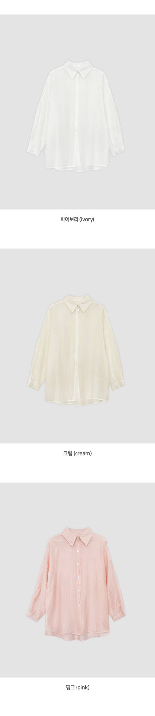 Herte Loose Fit Roll up See through Long Sleeve Shirt