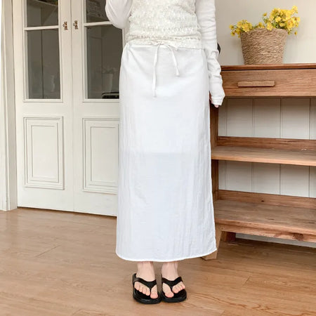 Codian String H Line Back Slit Long Skirt