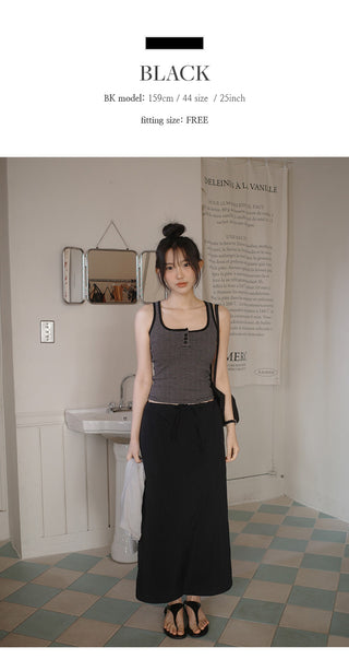 Codian String H Line Back Slit Long Skirt