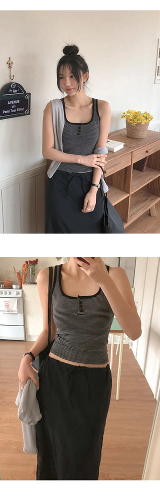 Codian String H Line Back Slit Long Skirt