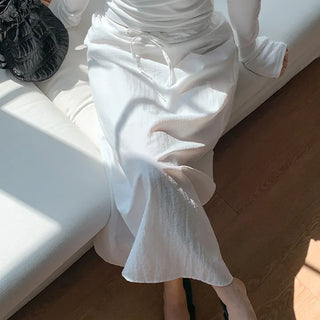 Codian String H Line Back Slit Long Skirt