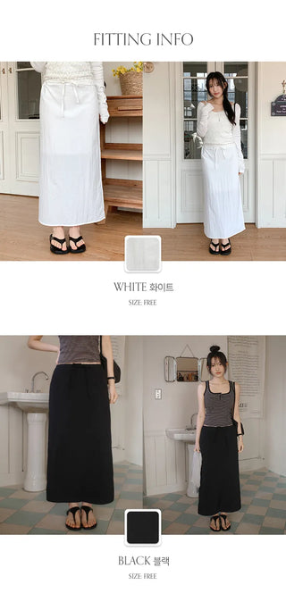 Codian String H Line Back Slit Long Skirt