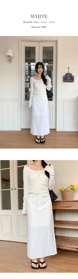 Codian String H Line Back Slit Long Skirt