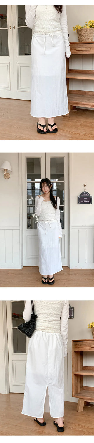 Codian String H Line Back Slit Long Skirt