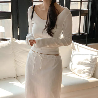 Roelin Wide U Neck Long Sleeve T Shirt