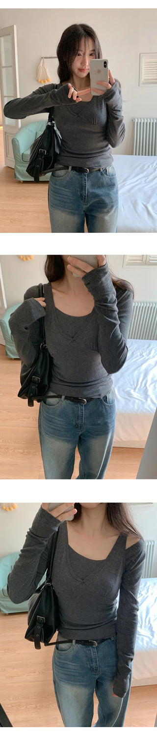 Roelin Wide U Neck Long Sleeve T Shirt
