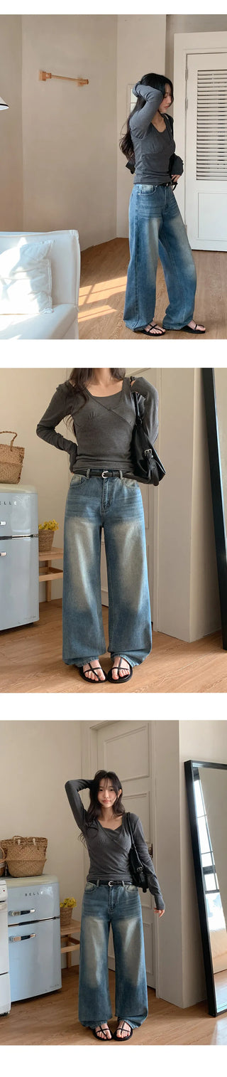Roelin Wide U Neck Long Sleeve T Shirt