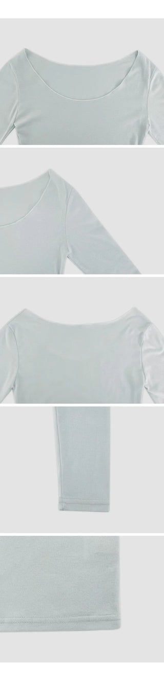 Roelin Wide U Neck Long Sleeve T Shirt