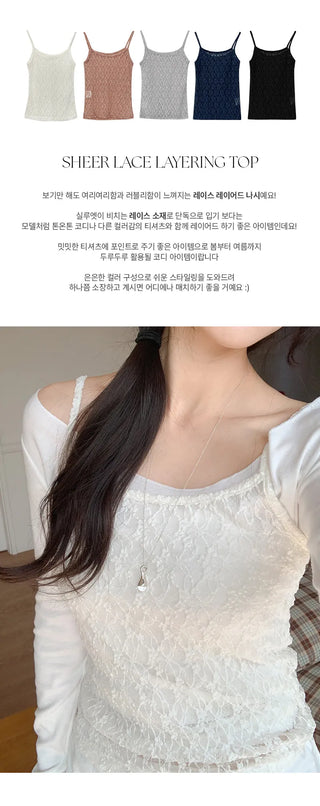Vainz Lace See through Layered Sleeveless