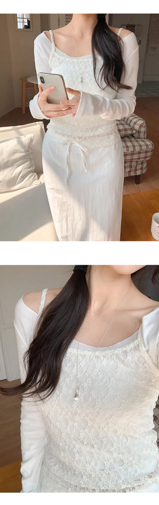 Vainz Lace See through Layered Sleeveless