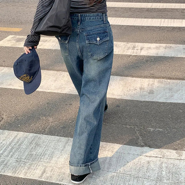 Kaet Hip Pocket Wide Denim Pants