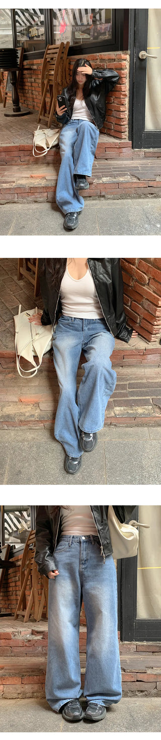 Kaet Hip Pocket Wide Denim Pants