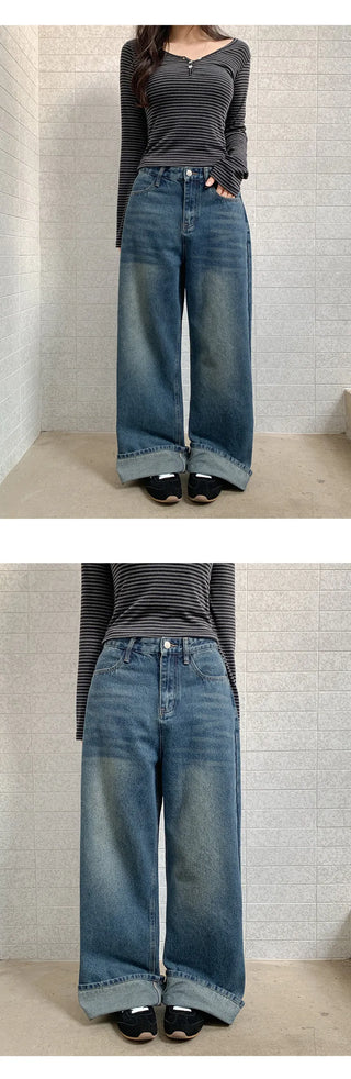 Kaet Hip Pocket Wide Denim Pants