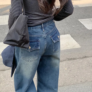 Kaet Hip Pocket Wide Denim Pants